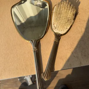Art Deco Style Vanity Set with Hand Mirror and Brush