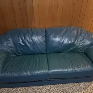 Green Leather Sofa in Excellent Condition