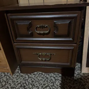 Two-Drawer Wooden Nightstand With Brass Handles