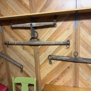 Four Antique Wooden Oxen Yokes with Forged Iron Hardware