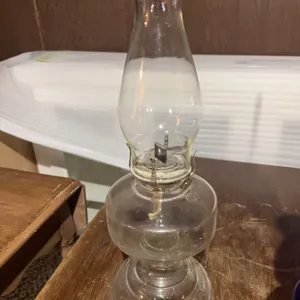 Clear Glass Oil Lamp with Chimney, 12 Inches Tall