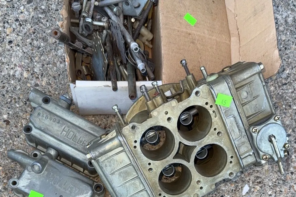 Holley 4-Barrel Carburetor Parts Lot with Fuel Bowls and Hardware