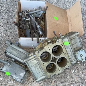 Holley 4-Barrel Carburetor Parts Lot with Fuel Bowls and Hardware