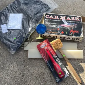 Automotive Accessories Lot with Car Mask, Sportage Mats, Brushes, and Light