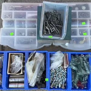 Hardware Lot With Fasteners, Springs, Cable Ties, and Organizer Boxes