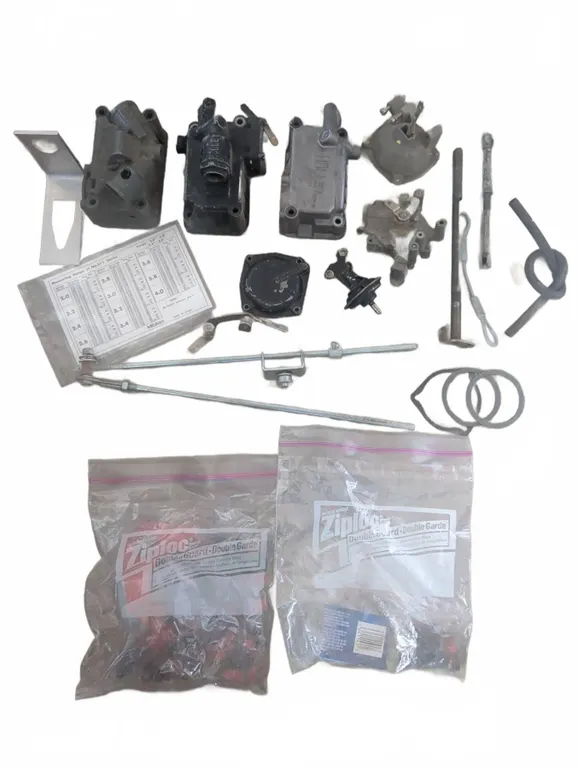 Holley Carburetor Parts Lot with Linkage, Gaskets, and Components