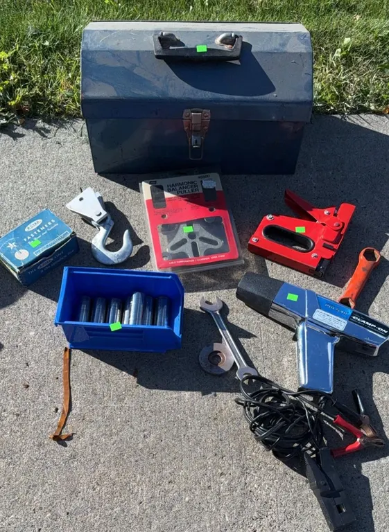 Hand Tools with Metal Toolbox and Diagnostic Timing Light
