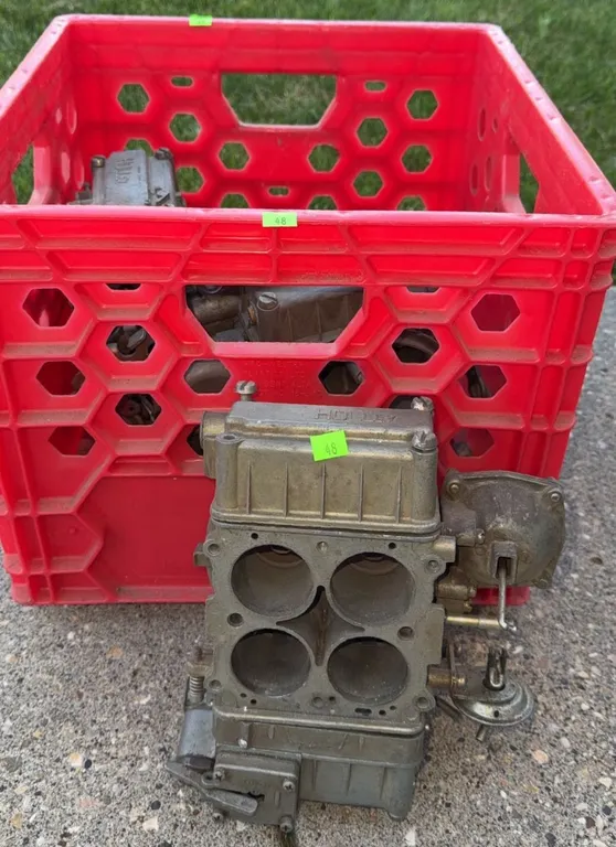 Holley Carburetors Lot of Two in Red Plastic Crate