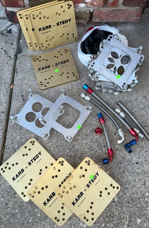 KARB-STEDY Carburetor Base Plates and Fittings Lot