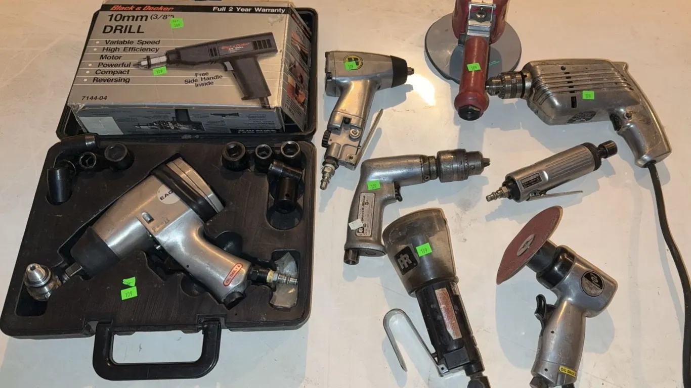 Air and Electric Power Tools Including Black & Decker Drill