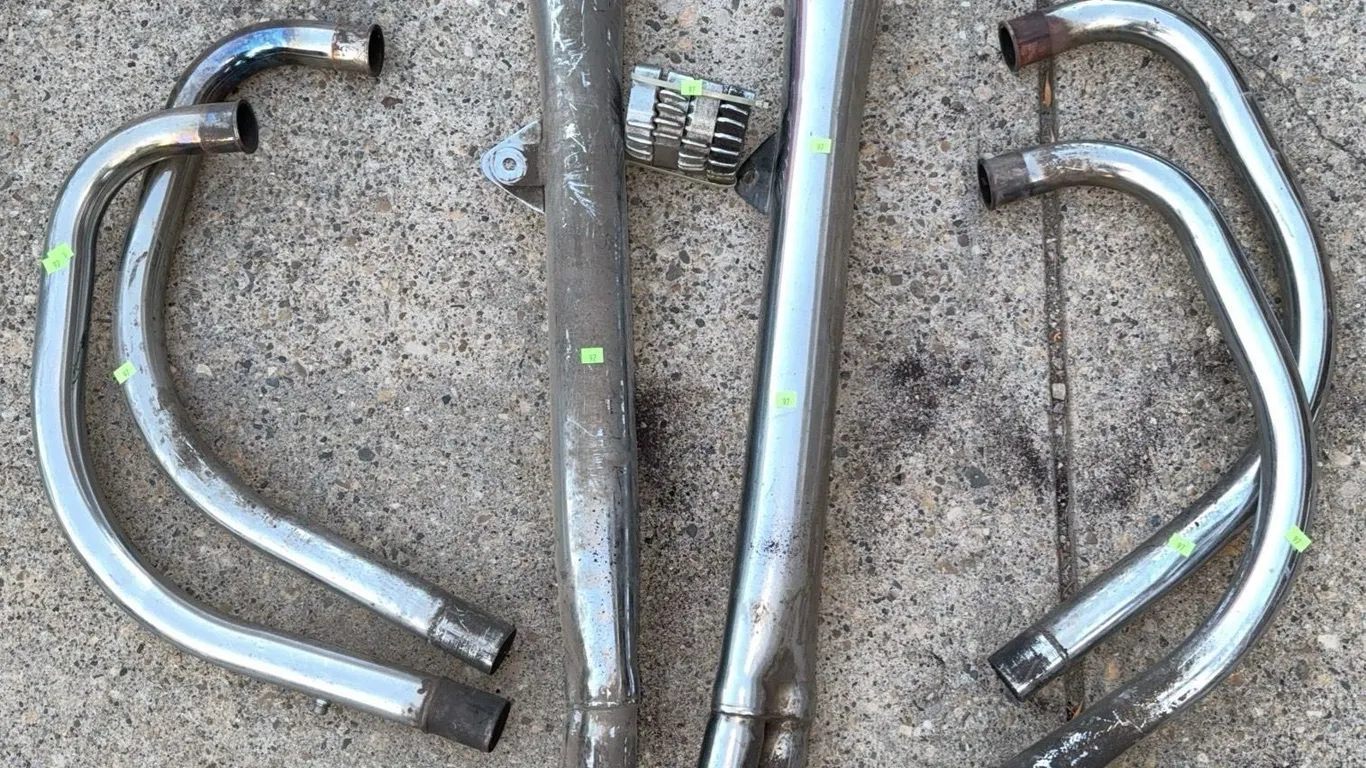 Chrome Motorcycle Exhaust Header and Muffler Pipe Set