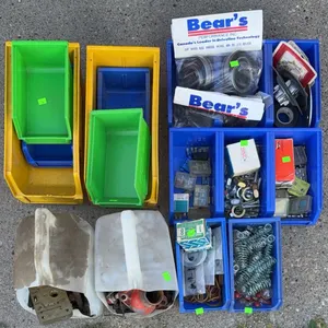 Automotive and Hardware Parts in Plastic Storage Bins