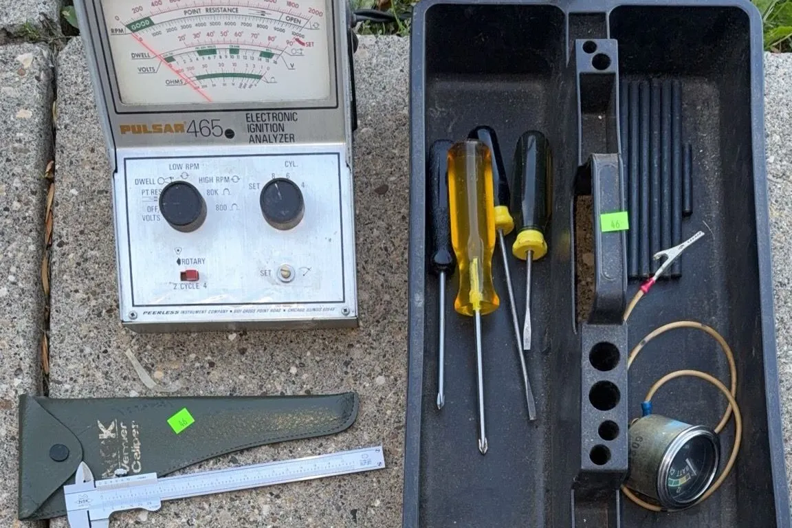 Electronic Ignition Analyzer, Vernier Caliper, and Hand Tools Lot
