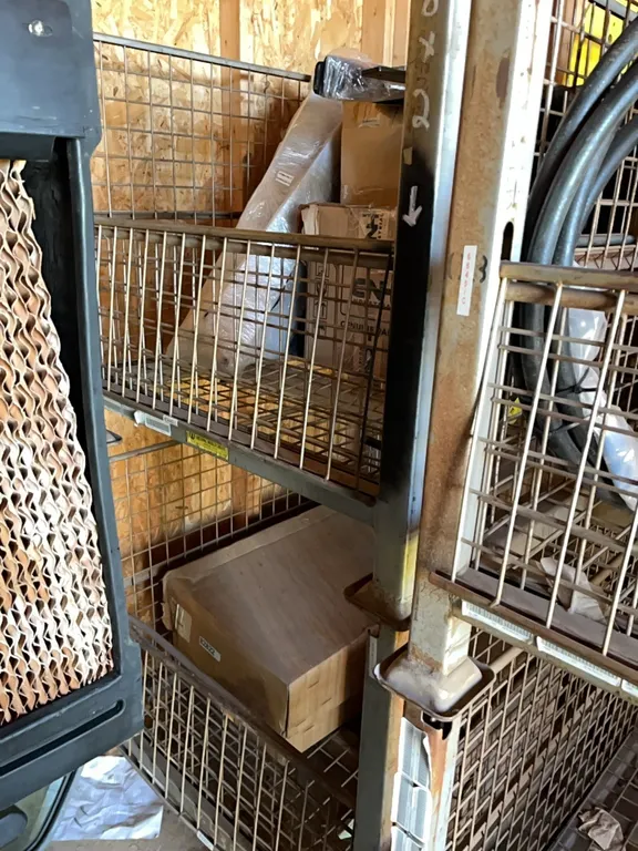 (2) Grey Metal Parts Storage Crates 34.5" x 40.5" x 32" **Contents not included**