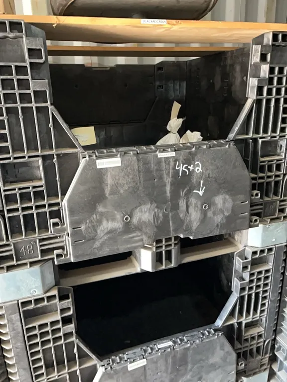 (2) Plastic Parts Storage Crates 48" x 34" x 40" **Contents not included**