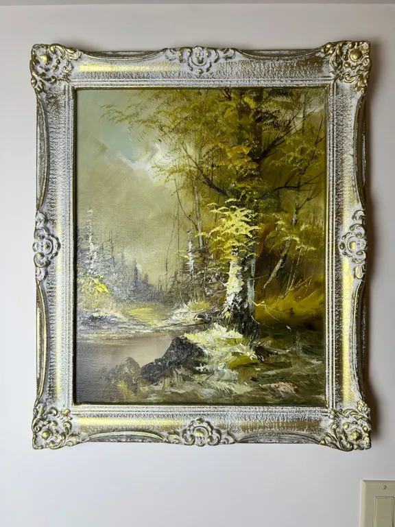 Framed Forest Painting