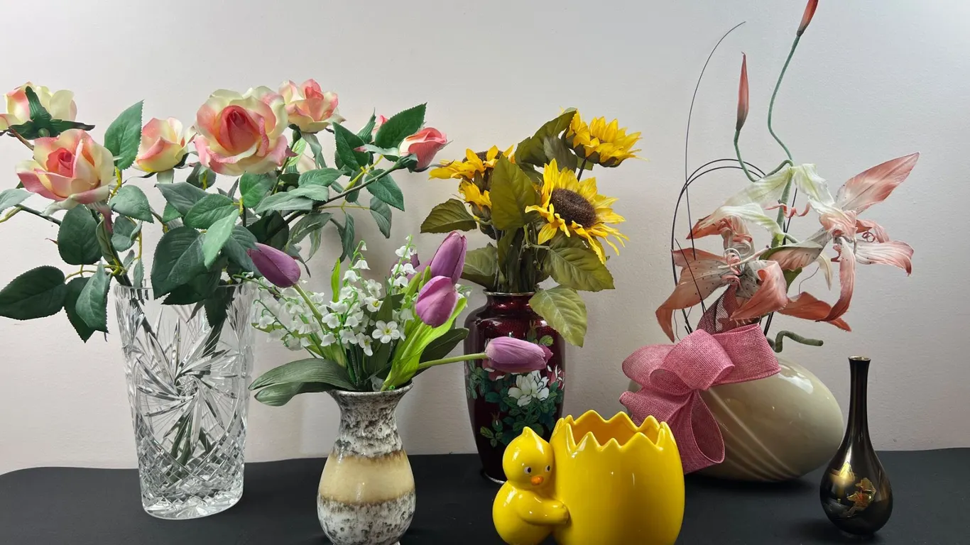 Assortment of Vases and Faux Florals