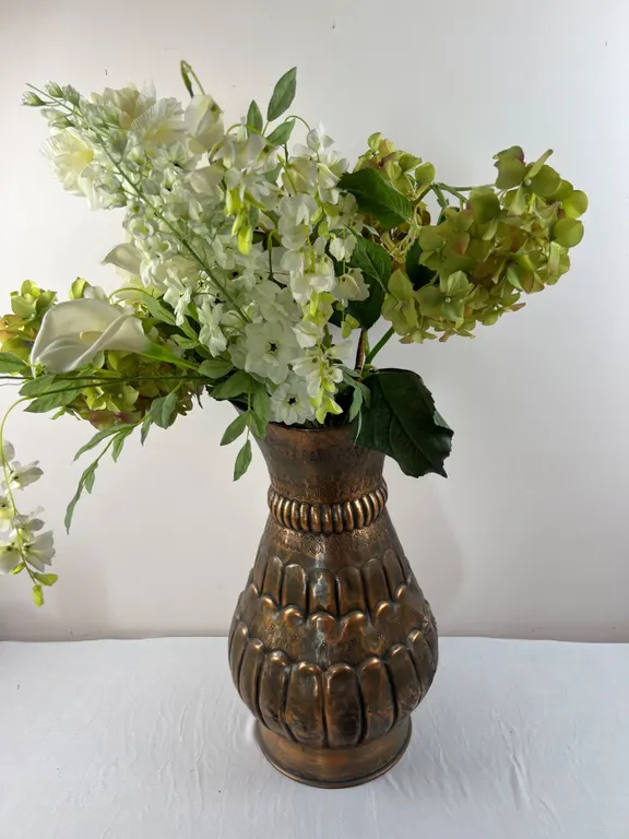 Copper Vase with Faux Florals