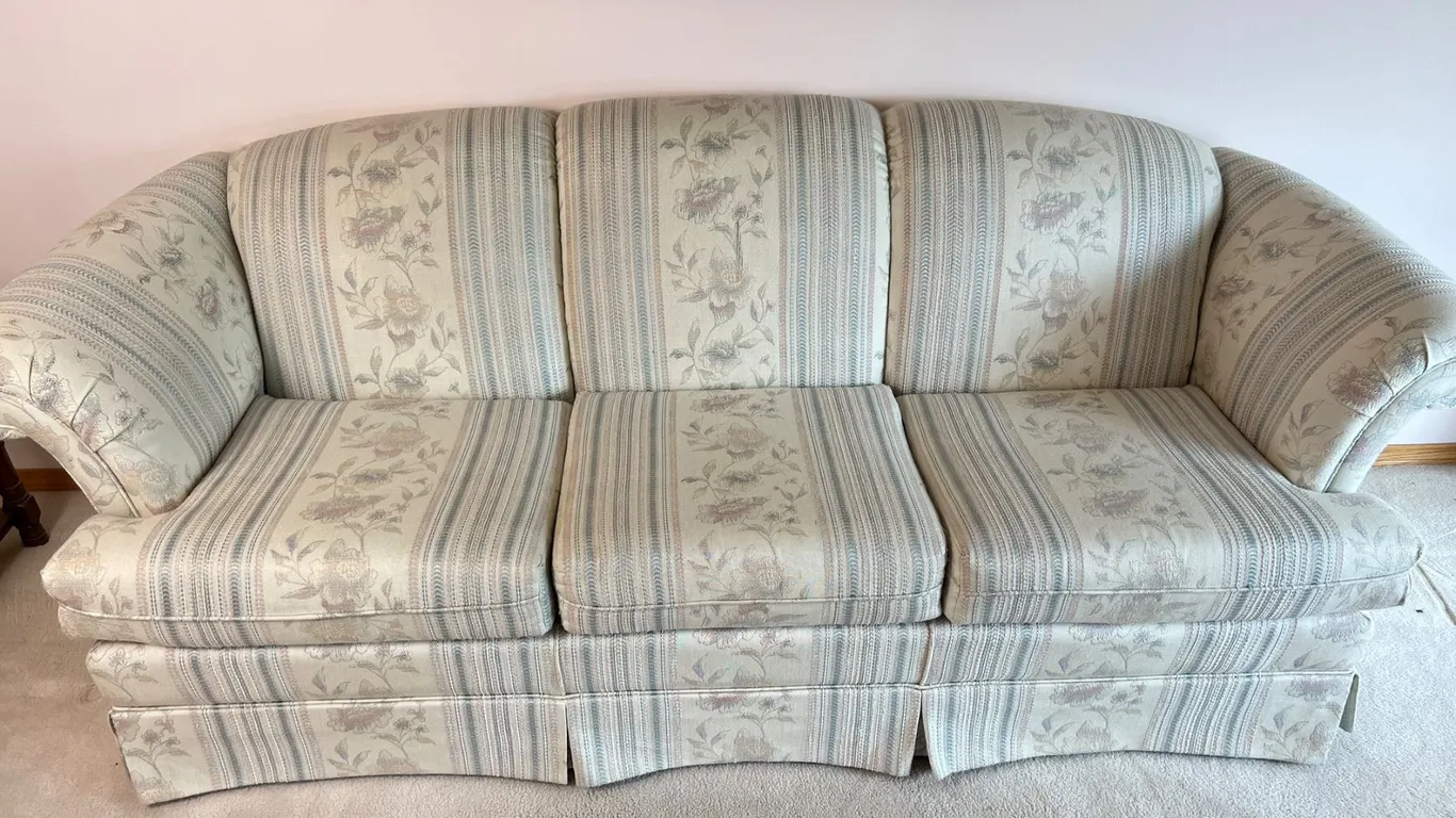 Upholstered Couch with Floral Design