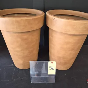 (2) New Ferndale Large Terracotta Orange Decorative Resin Planter