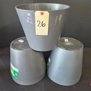 (5) New Vigoro 11.8 in. x 11.8 in. D x 9.4 in. H Davina Medium Nero Gray Resin Pot