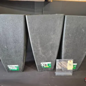 (3) Tallulah Medium Black Fiberglass Recycled Tall Square Planter w/ Drainage Holes