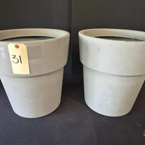 (2) New Vigoro Chauncey Gray Decorative High-Density Resin Planter (15 in. L x 15 in. W x 15.4 in. H)