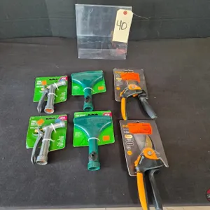 Lot of New Garden Hose Nozzles and pruners