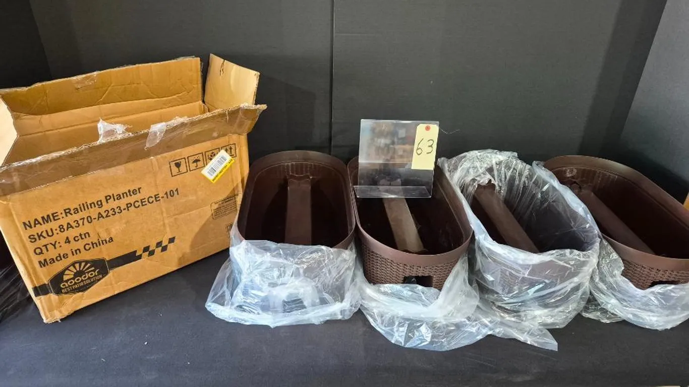 New 24 in. W x 12 in. H Brown Resin Deck and Porch Rail Planter