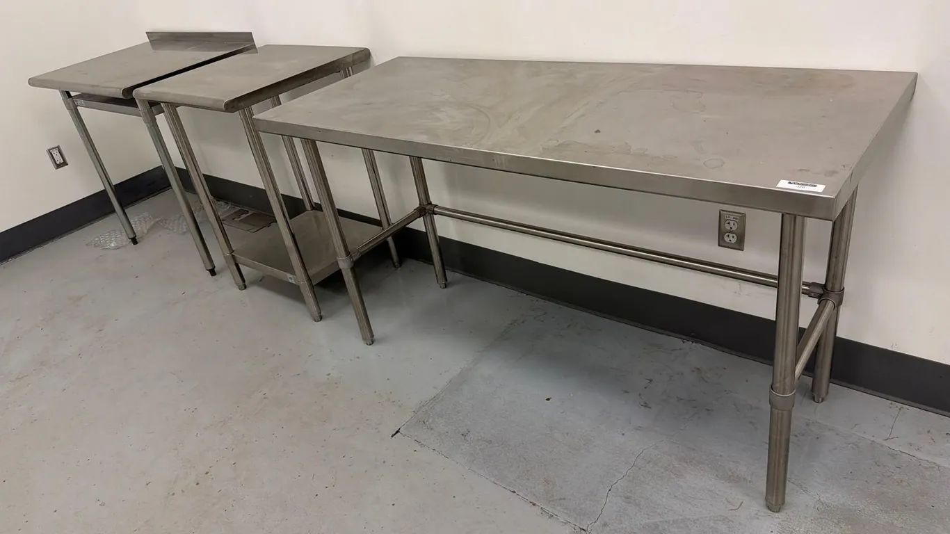 (3) STAINLESS STEEL TABLES