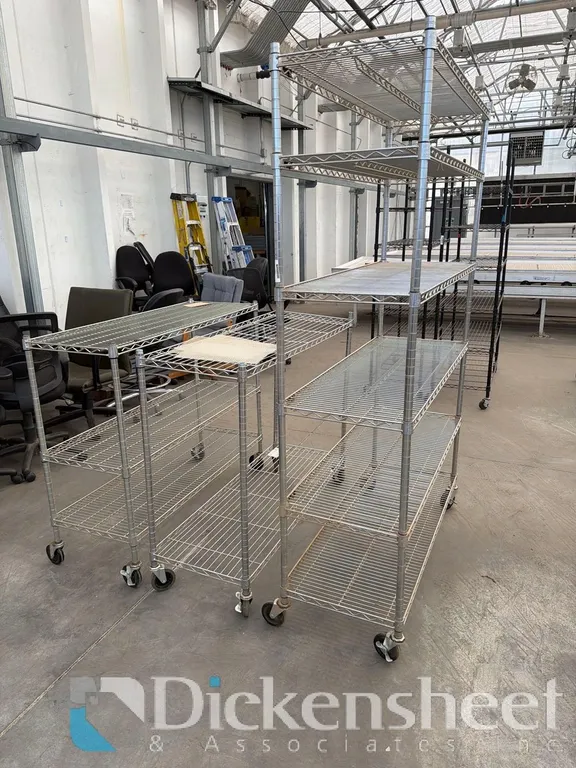 (3) CHROME METRO STYLE ADJUSTABLE WIRE RACKS