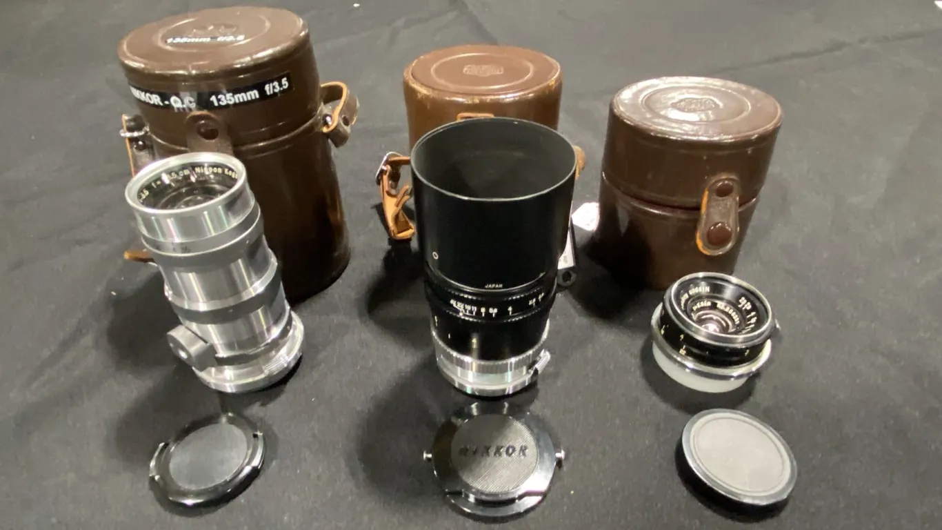 GROUP OF 3 NIKKOR LENSES- NIKKOR QC 1:3.5 F=13.5CM, NIKKOR P.C 1:2.5 F=10.5CM, NIKKOR C 1:2.5