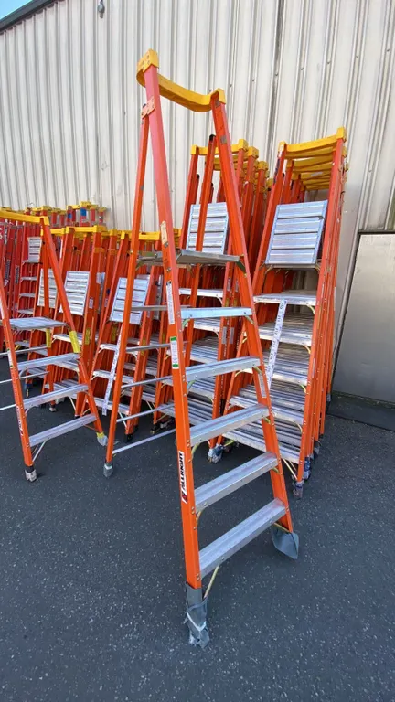 ALLRIGHT FXP300-06 HEAVY DUTY 6' ORANGE CARBON FIBER INDUSTRIAL PLATFORM LADDER