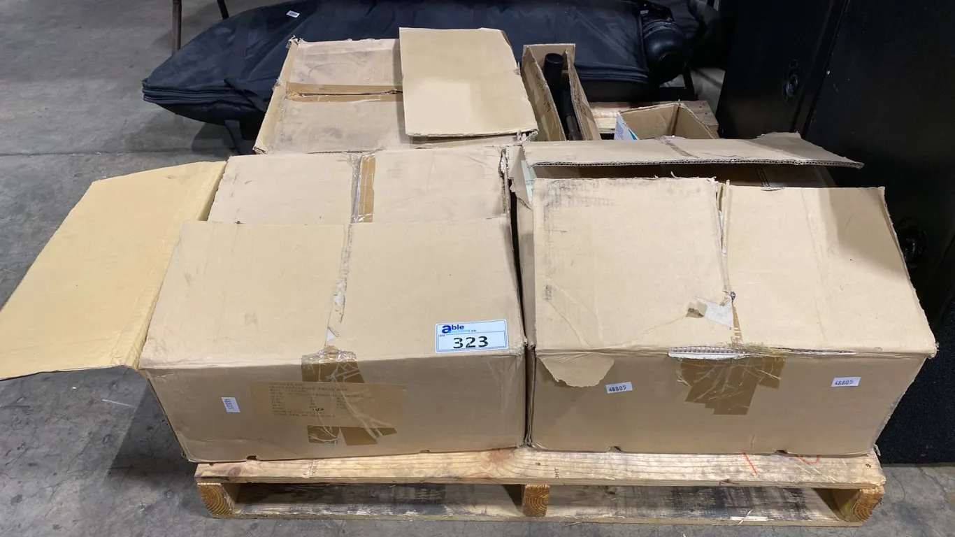 PALLET OF ASSORTED SPIN BIKE REPLACEMENT PARTS, BAR CLAMPS, & ASSORTED EXERCISE MACHINE PARTS