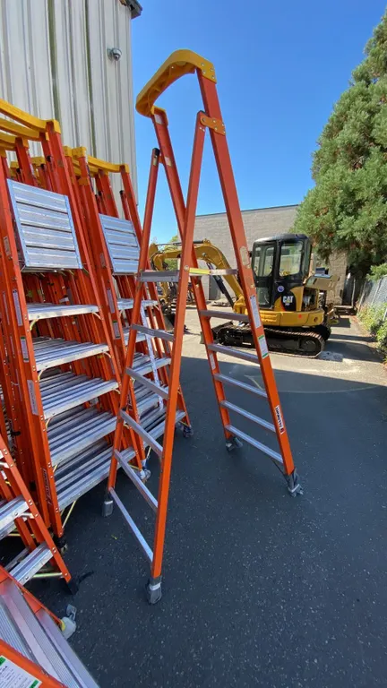 ALLRIGHT FXP300-06 HEAVY DUTY 6' ORANGE CARBON FIBER INDUSTRIAL PLATFORM LADDER