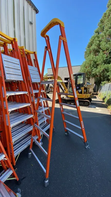 ALLRIGHT FXP300-06 HEAVY DUTY 6' ORANGE CARBON FIBER INDUSTRIAL PLATFORM LADDER