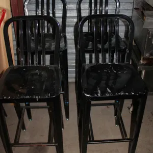 4 Black Metal Bar Stools