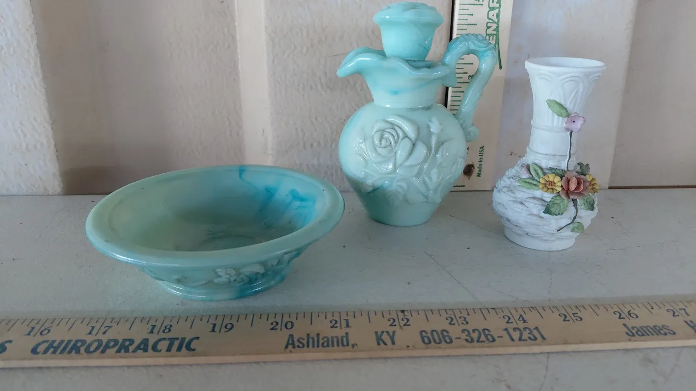 Vintage Avon Rose Decanter & Lefton Vase,