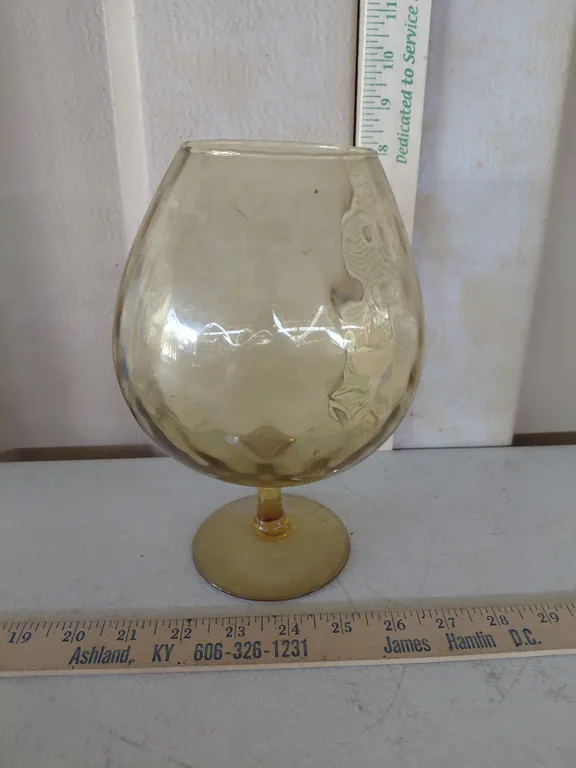 Vintage Amber Art Glass Brandy Snifter/Pedestal Vase 8.25" Tall