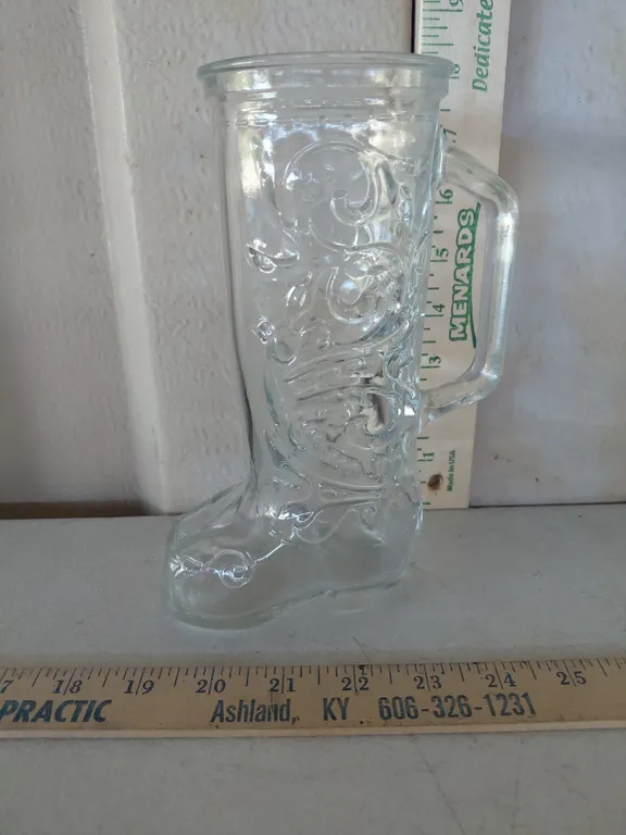 Vintage Clear Glass Cowboy Boot Mug