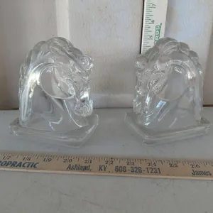 Vintage Federal Glass Pressed Glass Horse Head Bookends