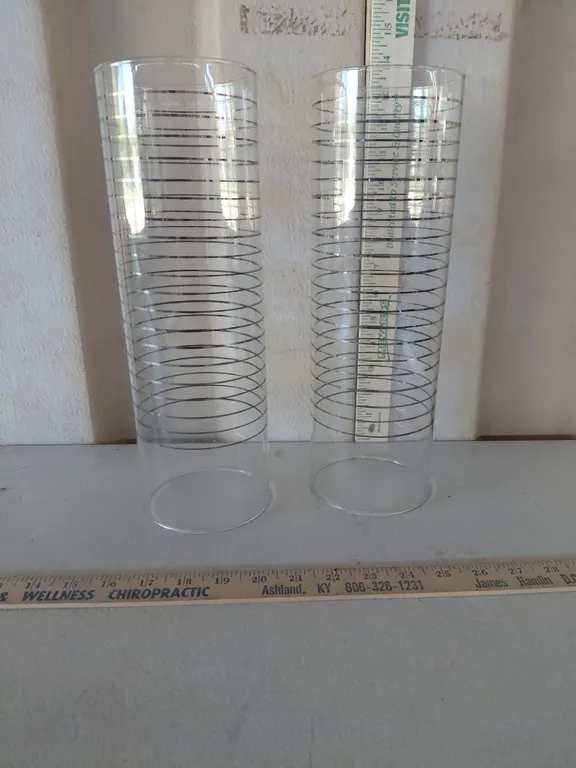 2 Vintage Glass Candle Pillars 4.25"X13"