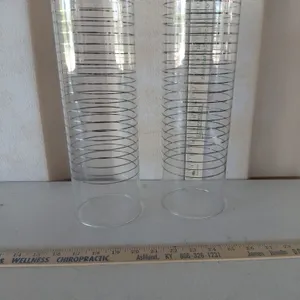 2 Vintage Glass Candle Pillars 4.25"X13"