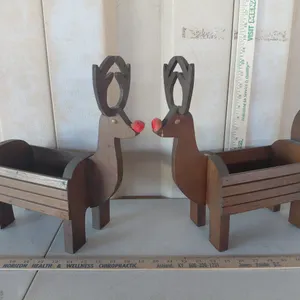 2 Wood Reindeer Decor Boxes