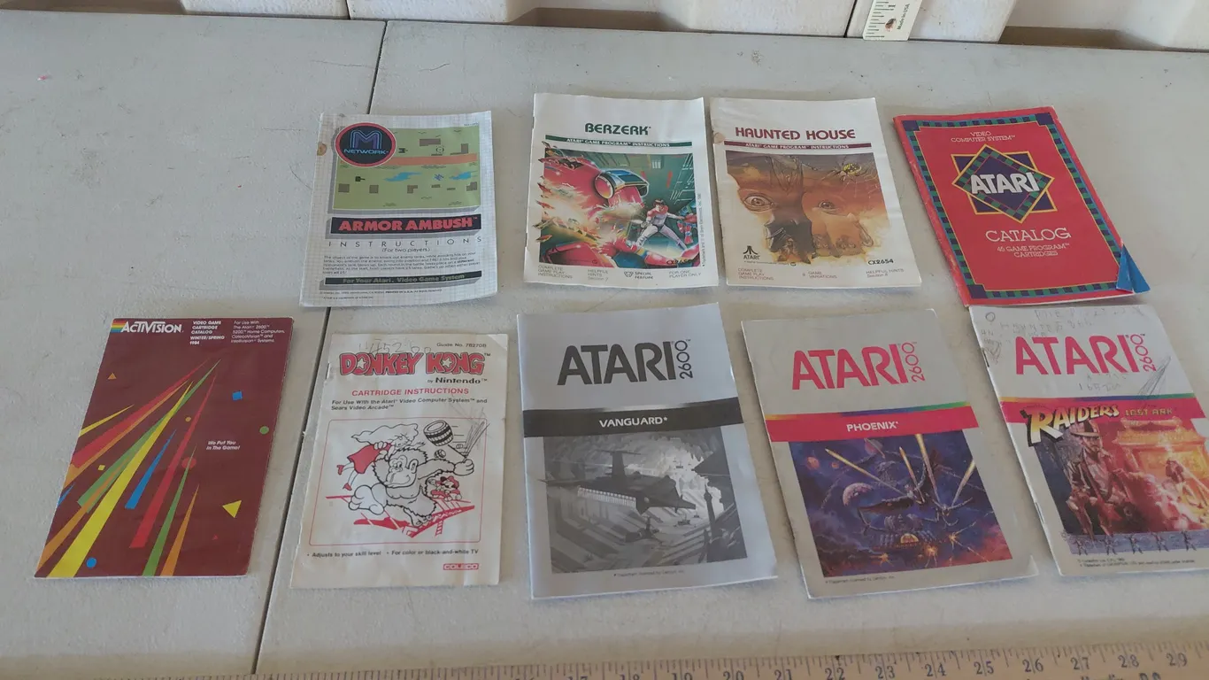 1980s Atari Booklets Armor Ambush, Catalog, Donkey Kong, Phoenix, Vanguard, Raiders Of The Lost Ark,