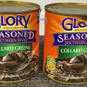 *NEW* 2 Cans, Glory Foods Canned Seasoned Collard Greens, 27 OZ Each - 1/7/2029