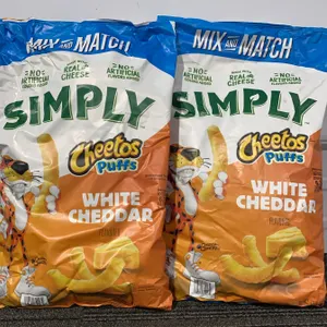 *NEW* 2 Bags,  Simply Cheetos White Cheddar Puffs, 12.5 OZ Each - Best By: 9/22/2026