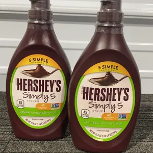 *NEW* 2 Bottles, HERSHEY'S Simply 5 Chocolate Syrup, 21.8 OZ Each - Best By: 5/2027