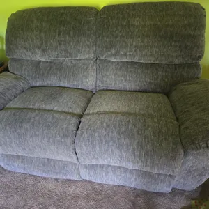 Berkline brand push button double reclining two cushioned loveseat