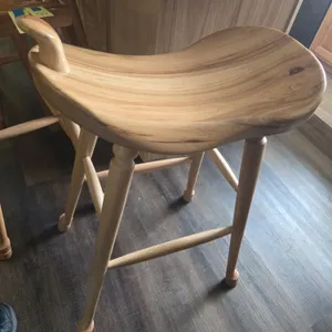 Vintage Amish made natural hickory western saddle barstool